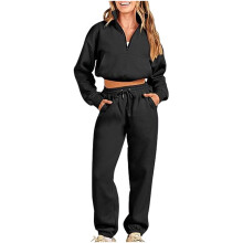 Hoodies for Women 2PCS Casual Color Half Zippered Long Sleeved Hoodie Pants Sports Casual Set, Size S-XL