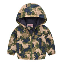 Chaqueta cortavientos con capucha y cremallera con estampado de camuflaje arcoíris de dinosaurios para niños pequeños de 18 a 24 meses, ligera y