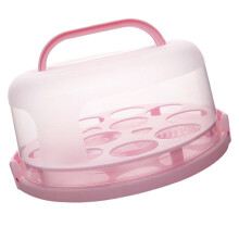 Boîte d'emballage pour pâtisserie en plastique rose avec poignée, 25 cm (10 pouces), 1 unité