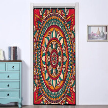 Mandala-Duschvorhang, indisches Boho-Blumenmuster, 91 x 183 cm