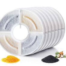 Pet Fountain Filters Replacement with Coconut Shell Carbon and Ion Resin, 12.35cm Round, 16 Pack