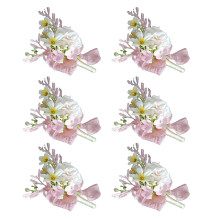 Pack of 6 Silk Wedding Corsages Blue Boutonniere for-light pink