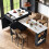Table de bar - MUVOE - 133-202x70x93,5 cm - Extensible télescopique - 2 tiroirs - 4 compartiments 1