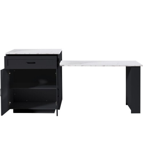 Table de bar - MUVOE - 133-202x70x93,5 cm - Extensible télescopique - 2 tiroirs - 4 compartiments 2