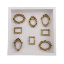 1Set White Compact Museum Silhouette Shadow Box Wooden Resin Frame