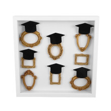 1Set Wooden Graduation Shadow Box Frame Kit White Mini Photo Keepsake