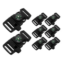 8Pcs Wear-Resistant Plastic Buckles with Whistle Compass for Hiking