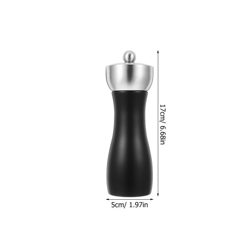 5Pcs Oak Wood Pepper Grinder Manual Adjustable Ceramic Salt Mill Black 1