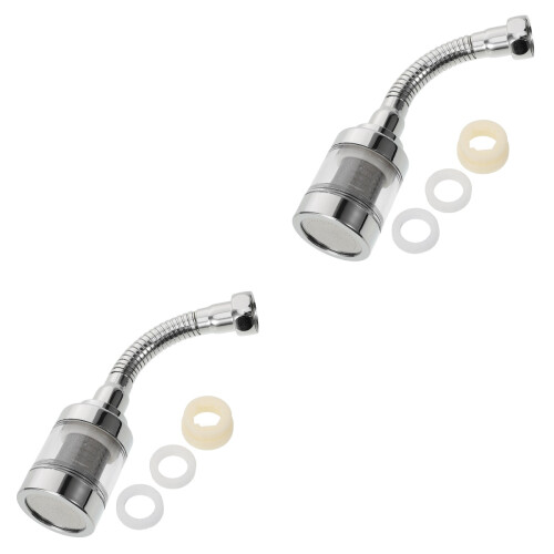2Pcs Rotating Faucet Extender with Filter Silver Stainless Kitchen Use 2