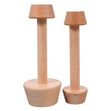 2Pcs Light Brown Wooden Tart Press Double-Sided Pastry Shaper Mold