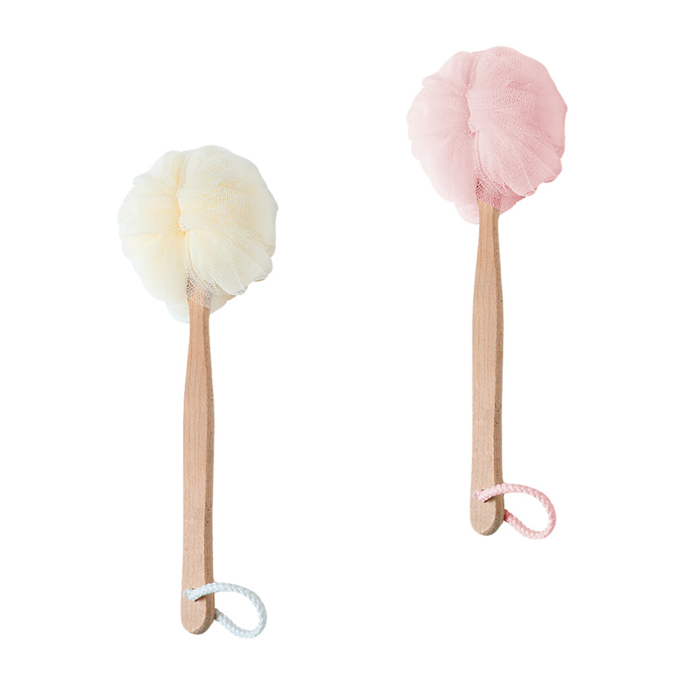 Happyyami 6Pcs Assorted Color Bath Flowers Long Handle Practical Bathing Tools