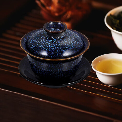 2Sets Decorative Dark Blue Ceramic Chinese Tea Cup Tureen Tea Set 2