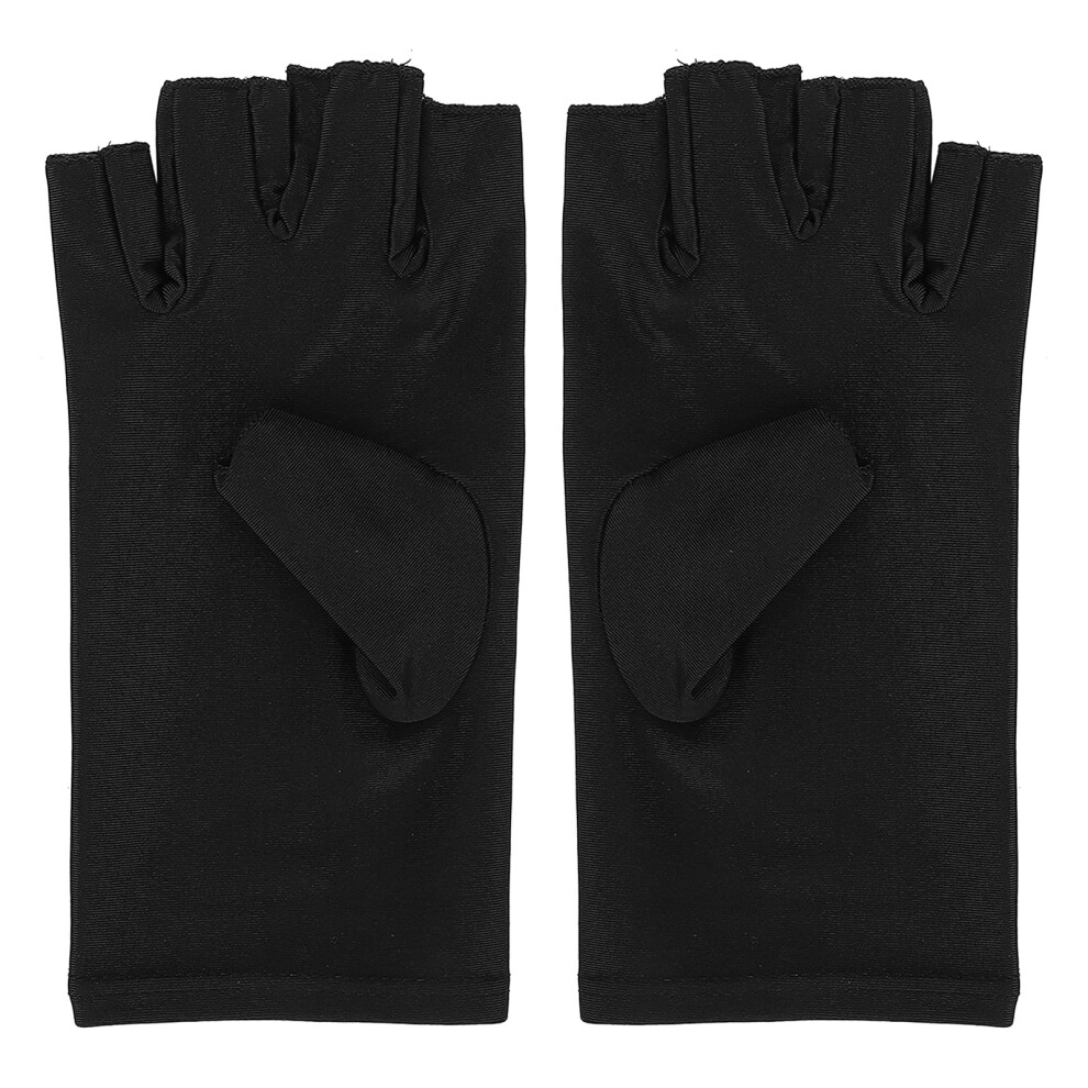 Black Uv Protection Gloves For Gel Nail Lamp And Dryer, Fingerless Anti Uv Gloves For Manicures,