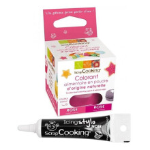 Corante alimentar Rosa escuro + Caneta de glacê preta