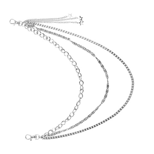 2Pcs Silver Zinc Alloy Hip-Hop Pants Chain Multi-Layer Jeans Accessory 2