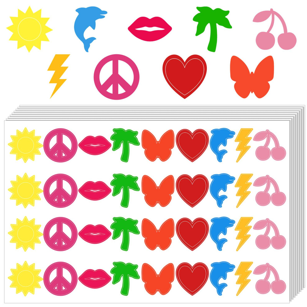 720PCS Multicolor Tanning Stickers Waterproof Adhesive 9 Styles for Sunbathing and Beach