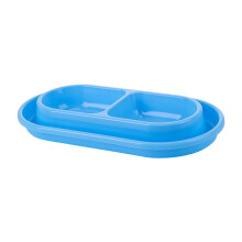Comederos y bebederos antideslizantes para gatos de interior y exterior, para gatos de mascota, doble cuenco, tamaño S, color azul S.