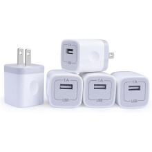 ZC USB-Wandladegerät mit einem Port (1 A/5 V), 5er-Pack Würfelsteckerbox – Kompatibel mit iPhone X/8/7/XS/XR/6S/5/SE, Samsung S9/S8/S7/S6 Edge,