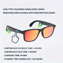 Fashion Business Smart Sunglasses - Built-in Mic, Call/Music, Anti-Blue/Polarized Lens, compatible with iPhone & Android Voice Assistant Compatible