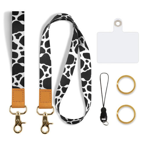 Conjunto versátil de cordão para celular: alça transversal/de pulso ajustável, 2 presilhas de fixação, encaixe universal — compatível com