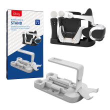6-in-1 PS5-opberg- en oplaadstation: VR-oplader, schijfhouder, headsethaak, snelladen | Compatibel met PS5