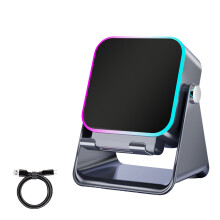 Cainteoir Bluetooth Gan Sreang Ionduchtaithe 5-in-1 le Seasamh Fóin Inchoigeartaithe, Sealbhóir 360 & Solas RGB (Dubh)