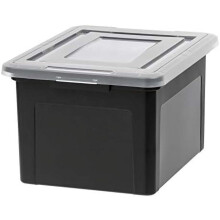 Scatola portadocumenti in plastica con coperchio, 35 litri, impilabile e incastrabile, senza BPA, compatibile con documenti in formato