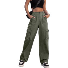 Broeken voor dames. MesaSe damesoveralls met hoge taille, wijde pijpen, casual broek met 6 zakken, legerbroek.