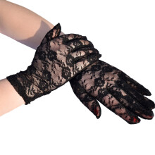 Gants courts en dentelle noire à pois noirs pour femmes Ediodpoh, respirants, pour l'équitation et les mariages.