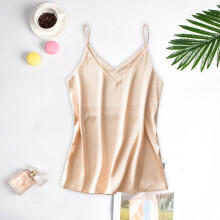Satin-Pyjama für Damen, ärmellos, seidig, mit V-Ausschnitt, bequemes Trägertop, bequemes Nachthemd