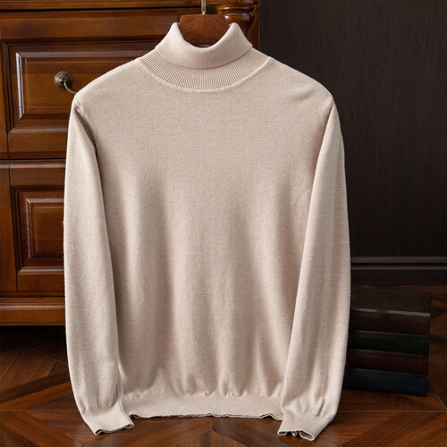 Herrenpullover mit Stehkragen, Herbst/Winter, lässig, einfarbig, wärmend, gestrickt (Braun, Größe L) 1
