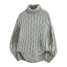 Ugly Christmas Sweater til mænd – Strikpullover med høj hals, rullekrave, blød og varm vintertop, afslappet langærmet, slidstærke syninger,