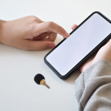 OULII Small Microphone with PlugandPlay Design for Laptop PC Voice Video Recording Golden Color