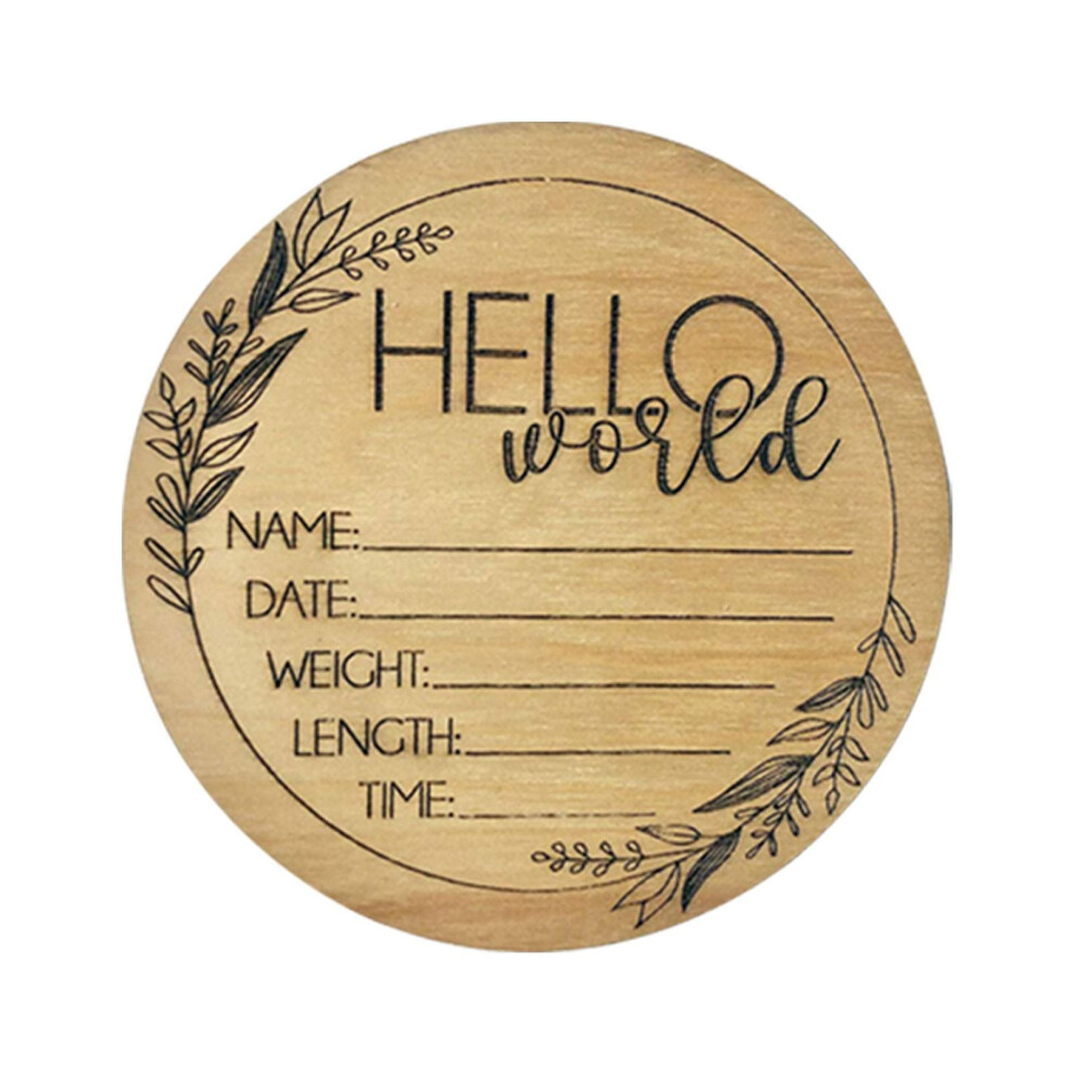 6" Wooden Hello World Baby Announcement Sign – Personalized Name Plaque, Gender-Neutral Hospital Birth Stat, Photo Prop & Keepsake Gift, Compatible
