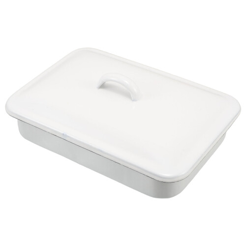 Enamel Roasting Pan with Lid Rectangular Oven-Safe