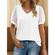 Dame Sommer Casual Skjorter Kortærmede Tunika V-hals Trendy Bluser Toppe