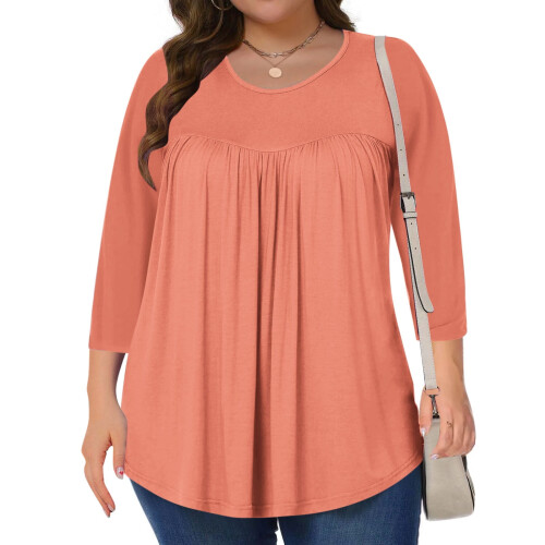 Μπλούζες Plus Size για γυναίκες, καλοκαιρινές μπλούζες, χιτώνας, 3/4 μανίκια, επίσημα 2
