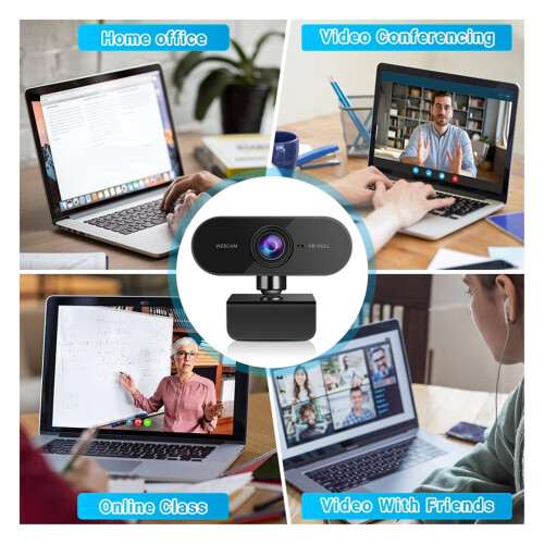 1080p webcam met ingebouwde microfoon, USB plug-and-play. 2