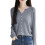 Grauer Damen-Strickcardigan mit offener Vorderseite, mittelschwer 1
