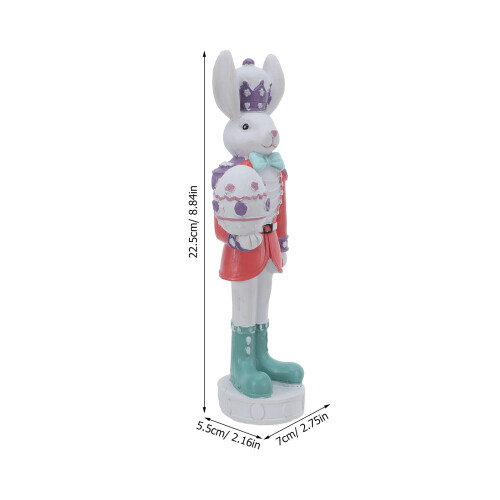 Red Resin Bunny Nutcracker Sculpture Easter Festival Home Decor 1