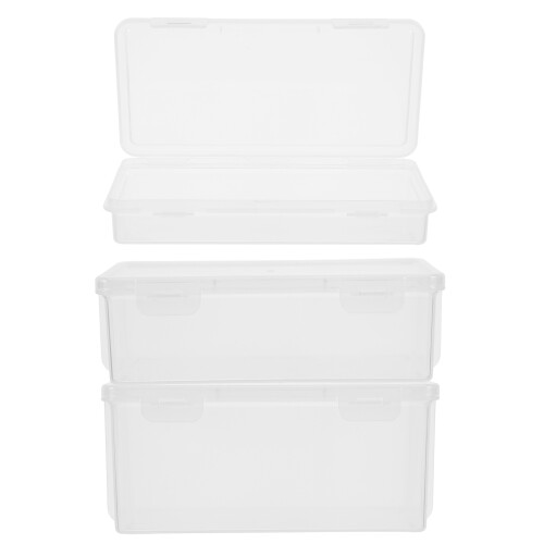 12Pcs Durable Clear Plastic Pencil Boxes with Double Layer Design 2