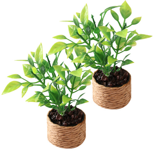 10Pcs Tiny Miniature Plants Artificial Potted Flowers for Desk Decor