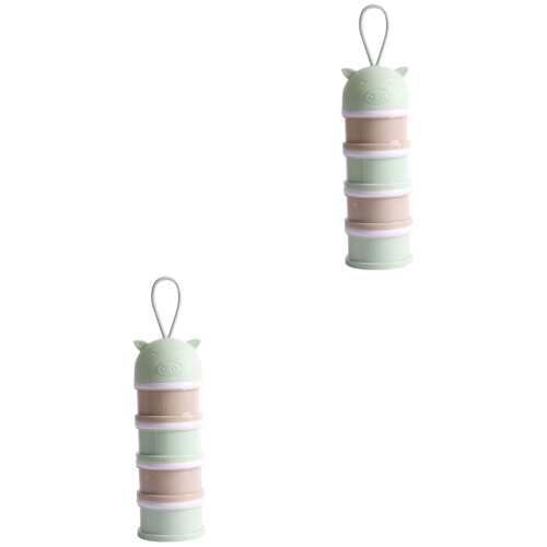 2Pcs Baby Food Storage Box Light Green Portable Snacks Case Creative 2