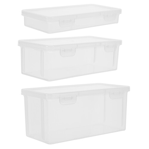 12Pcs Durable Clear Plastic Pencil Boxes with Double Layer Design 1