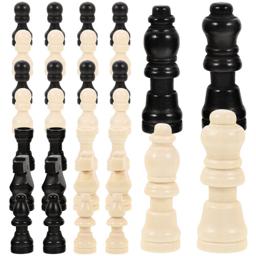 4Sets Wood Chess Pieces for Board Game Mini Chess Set Assorted Colors 2