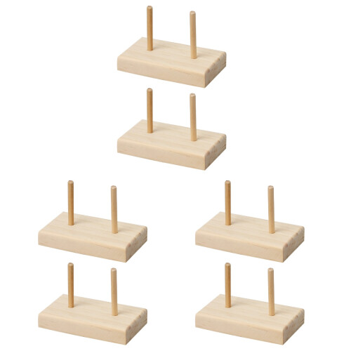 6Pcs Stable Wooden Spool Holder Khaki Thread Organizer for Home Sewing 1