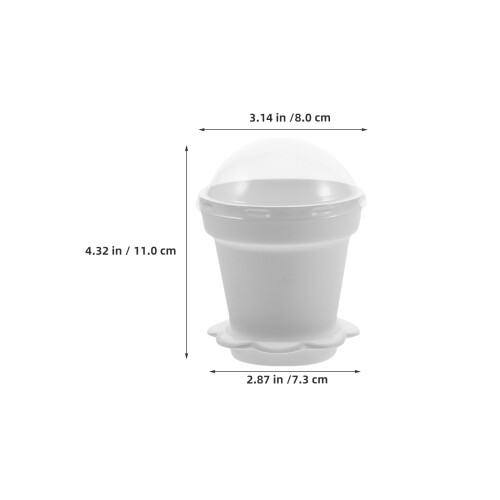 40Sets White Plastic Cake and Ice Cream Cups with Lids for Freshness 2