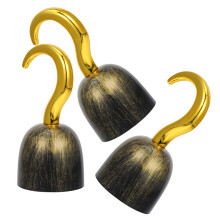12Pcs Golden Plastic Pirate Hook Hand Prop for Masquerade Party Decor