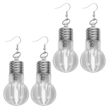 4Pairs Plastic Lamp Bulb Earrings Party Drop Dangle Ear Pendants White