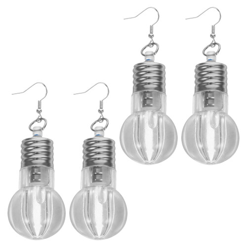 4Pairs Plastic Lamp Bulb Earrings Party Drop Dangle Ear Pendants White